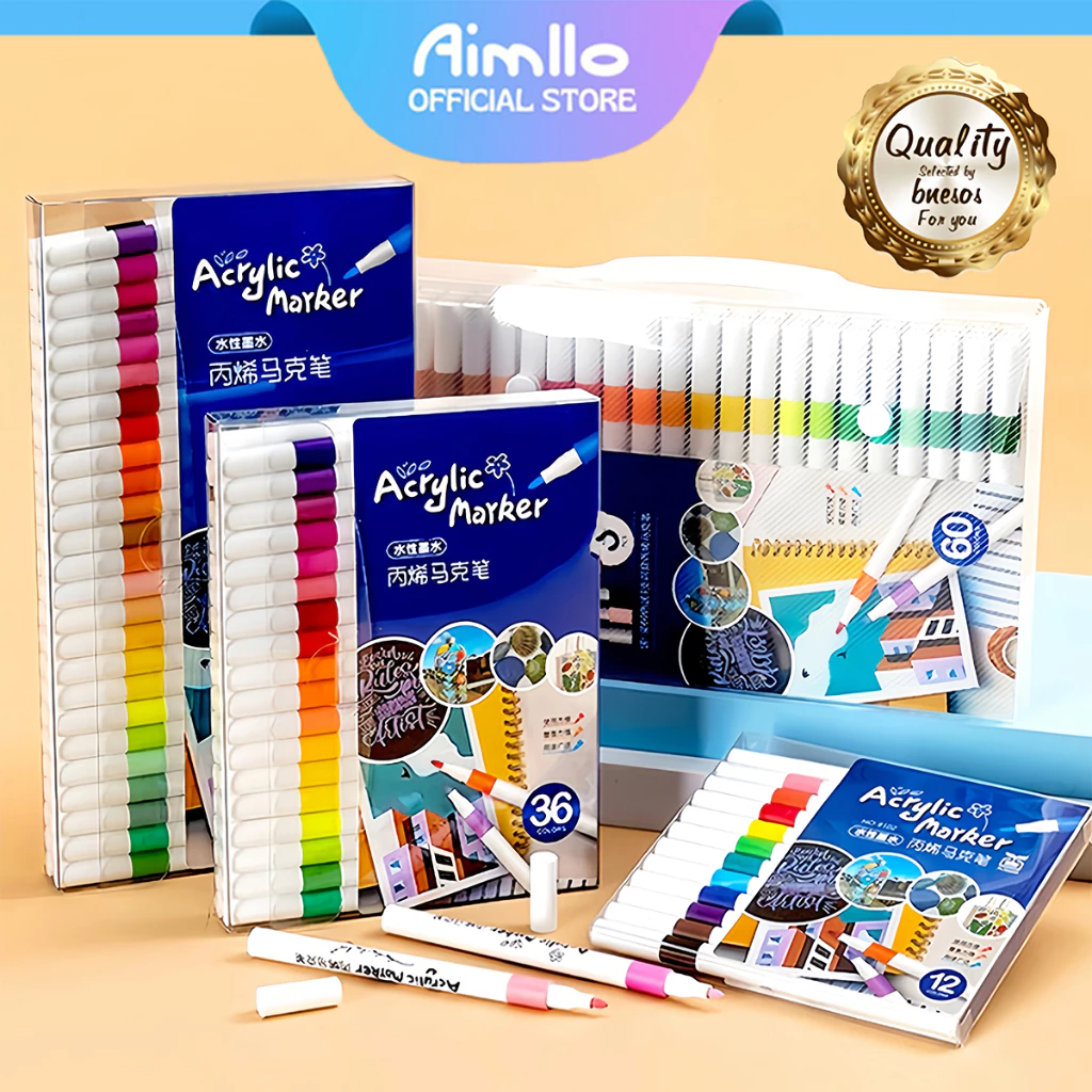 ปากกาอะคริลิค ปากกามาร์คเกอร์ 12/24/48/80สี ปากกาเมจิก สีเมจิก เคมี เน้นข้อความ เขียนแก้วพลาสติกโลหะ Acrylic Marker