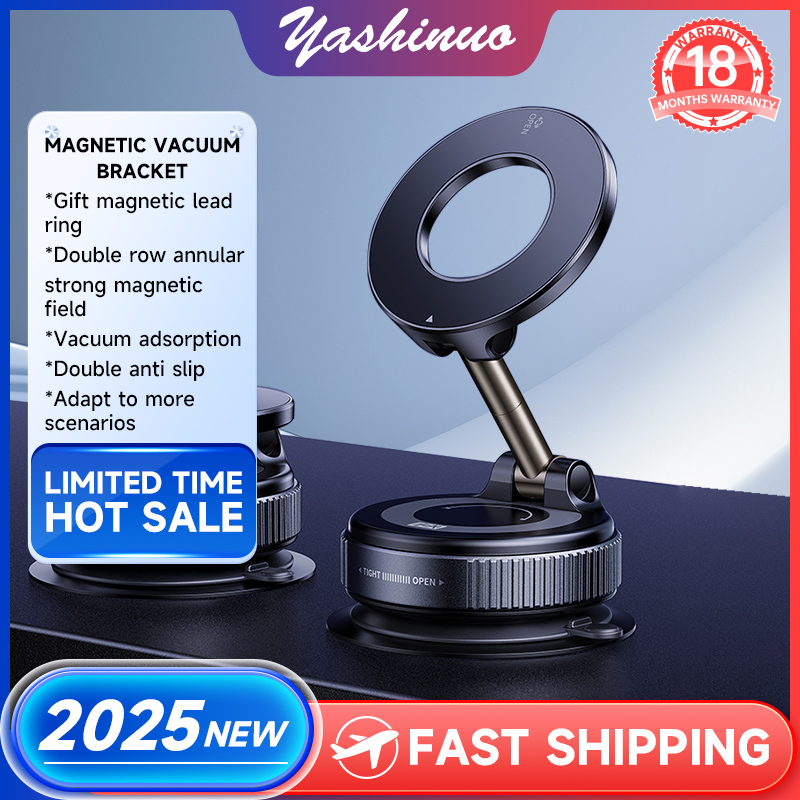 [จัดส่งด่วน]ที่วางโทรศัพท์แม่เหล็กสูญญากาศ Yashinuo 360° ปรับได้ รถเมาแบบพกพาพับเก็บได้ถ้วยดูดนําทาง