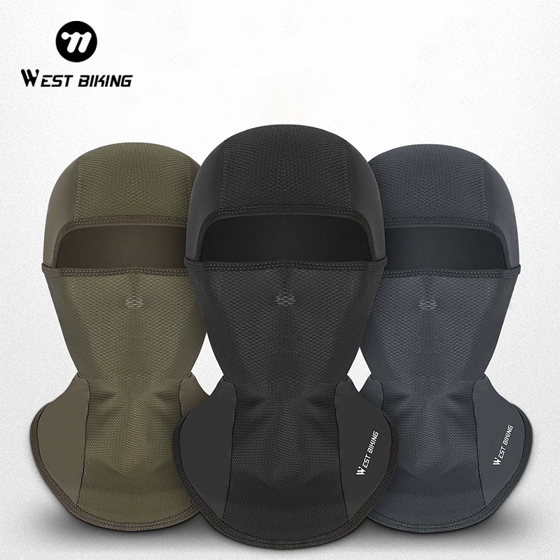 WEST BIKING ขี่จักรยานหน้ากากใบหน้าผ้าไหมน้ําแข็งกีฬาหน้ากาก UV400 ป้องกัน Balaclava ผู้ชายผู้หญิงฤด