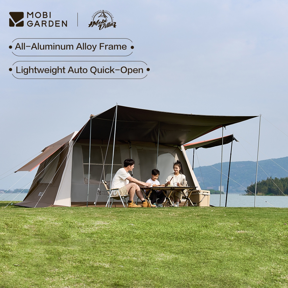 MOBI GARDEN Holiday Mountain Residence 13.9 เต็นท์ สำหรับครอบครัวและแคมปิงกลางแจ้ง พับได้อัตโนมัติและพกพาสะดวก