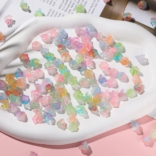 St.kunkka 20Pcs 11*12 มิล ไล่โทนสี ลูกปัดแก้วคริสตัล กล้วยไม้ สร้อยคอสร้อยข้อมือ DIY