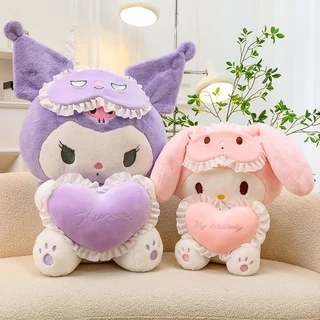 ตุ๊กตาน่ารัก My Melody และ Kuromi ของเล่นเด็กวัสดุปลอดภัย ชุดตุ๊กตาคาร์แรคเตอร์นุ่มนิ่ม สำหรับเด็กอายุ 3 ปีขึ้นไป ของขวัญวันเกิดเสริมพัฒนาการ