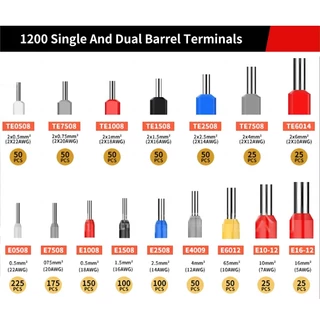 400/800/1200/1800/1900/2120 PCS Boxed Assorted ferrule terminal Kit Crimper ฉนวน VE Tubular Wire end สายไฟ Bootlace เย็นกด Connector