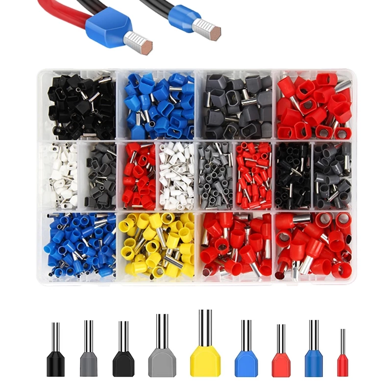 400/800/1200/1800/1900/2120 PCS Boxed Assorted ferrule terminal Kit Crimper ฉนวน VE Tubular Wire end สายไฟ Bootlace เย็นกด Connector