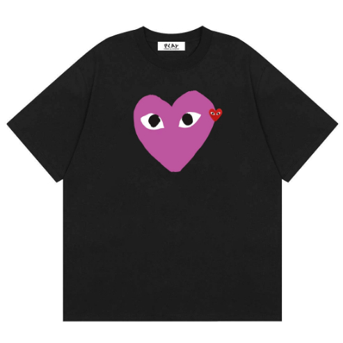 Play comme des garcons CDG แฟชั่นเสื้อยืดแขนสั้นลําลองคอกลมสไตล์ใหม่สําหรับผู้ชายและผู้หญิง 0803