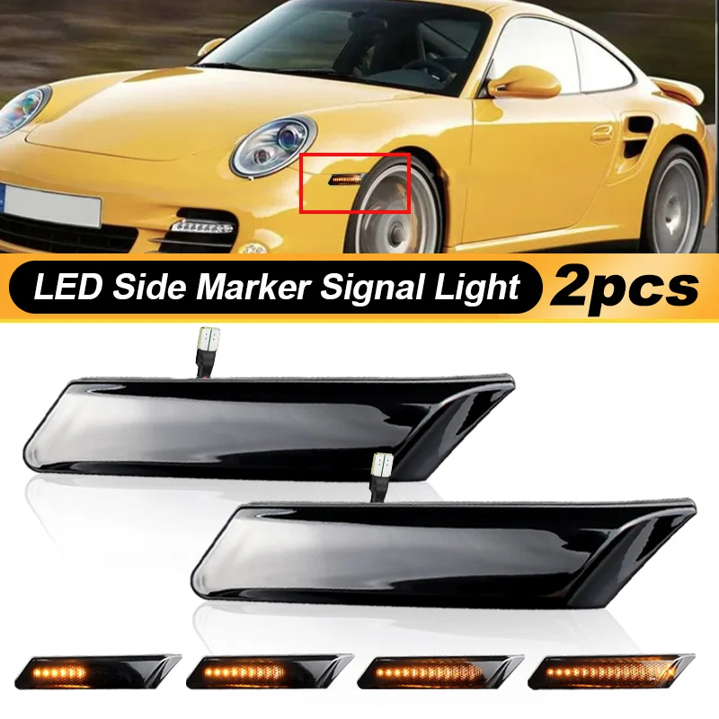2 ชิ้น LED แบบไดนามิกด้านข้างไฟเลี้ยวไฟสัญญาณสําหรับ Porsche 997 911 Targa Carrera 4/S/4S/GTS GT2 GT