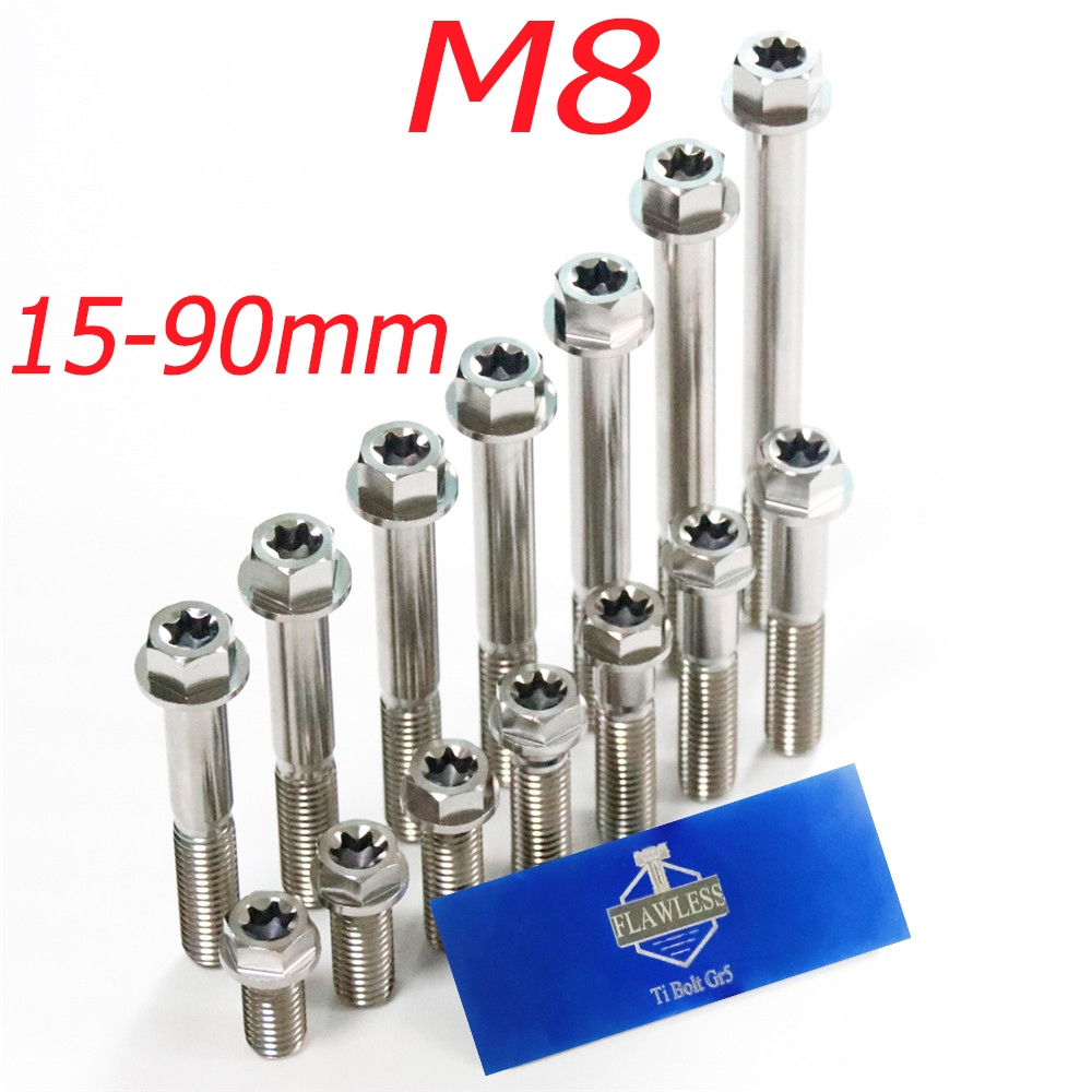 FLAWLESSTI M6x10-120 mm M8x15-90 mm Gr5 Titanium Bolt Crankcase กระบอกเบรคด้านหน้าด้านหลัง Shock Bolt
