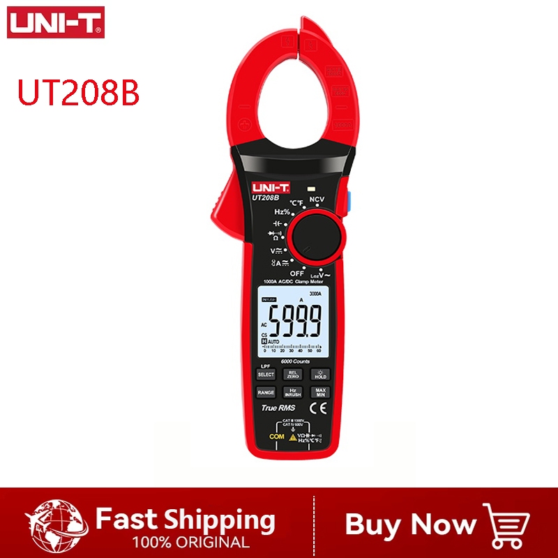 UNI-T UT208B แคลมป์มิเตอร์ 1000A True RMS วัดกระแสสายไฟใหญ่ รองรับ AC/DC 1000V มี NCV ตรวจไฟรั่ว รับประกัน 1 ปี