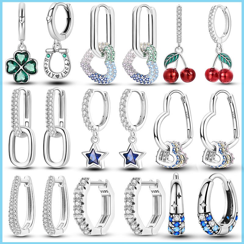 2025 ใหม่ 925 เงินสเตอร์ลิง Hoop ต่างหูดอกไม้ Zircon Drop ต่างหูสตั๊ดสําหรับผู้หญิง Fine วันเกิดงานแต่งงานเครื่องประดับ