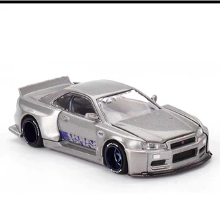 KAIDO HOUSE & MINIGT 1:64 Nissan Skyline GTR R34 สีเงิน 143 โมเดลรถอัลลอย ใหม่เอี่ยมยังไม่ได้เปิด