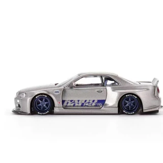 KAIDO HOUSE & MINIGT 1:64 Nissan Skyline GTR R34 สีเงิน 143 โมเดลรถอัลลอย ใหม่เอี่ยมยังไม่ได้เปิด