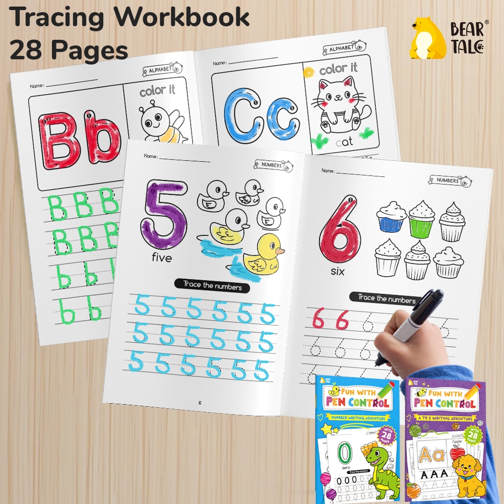 BEAR TALE ABC ตัวอักษรปากกาควบคุม Magic Book Word Number หนังสือออกกําลังกายเนอสเซอรี่การศึกษาเด็กเขียนหนังสือ Copybook