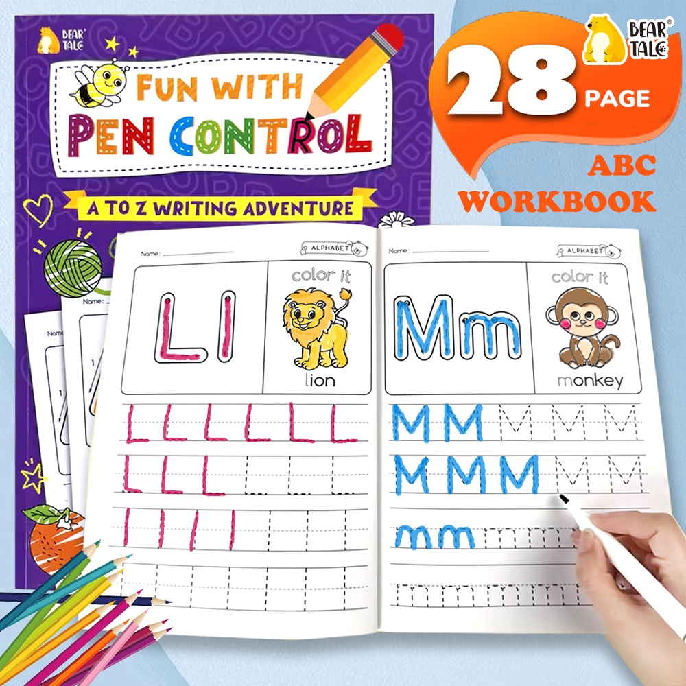 BEAR TALE หนังสือเขียนเด็กปฐมวัย หน้าวาดภาพ หนังสือเด็ก ตัวอักษร Abc หนังสือฝึกหัดการเขียน สมุดวาดภา