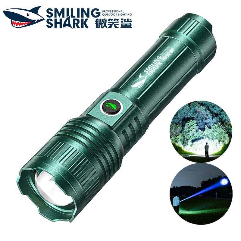 SmilingShark SD5318 ไฟฉาย led M80 10000lm ยิง 1 กม. ไฟคบเพลิง สว่างมาก ซูมได้ 5 รูปแบบ Type-C แบบชาร์จได้ 26650 กันน้ำสำหรับการเดินป่าแคมป์ปิ้ง