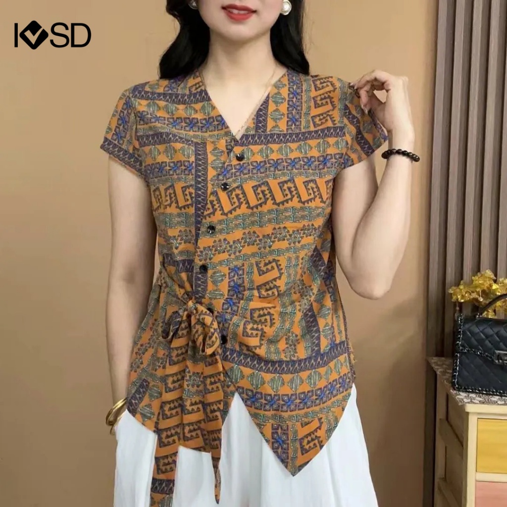 IVSD เสื้อคลุมสำหรับผู้หญิง ดีไซน์ V คอ มีเข็มขัด พร้อมลวดลายพิมพ์ดอกไม้ สวมใส่สบาย