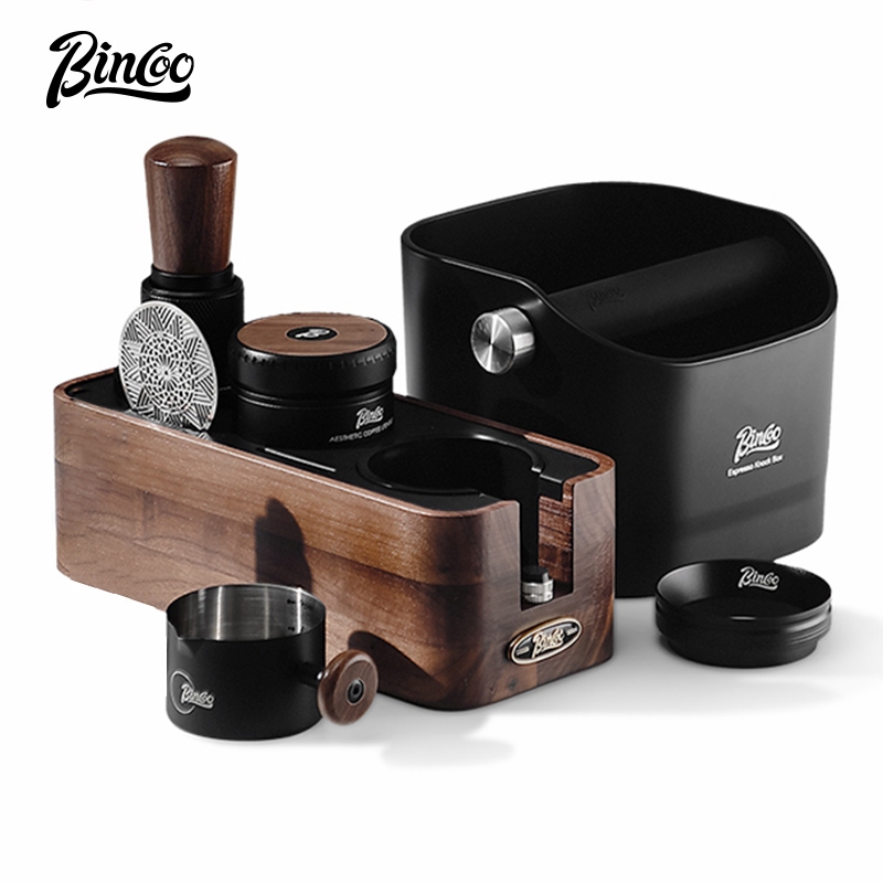 BINCOO กาแฟ Tamper ฐานชุด Five-Paddle Powder Dispenser คงที่ Force Tamper ชุด Dregs ถังอุปกรณ์อิตาลี