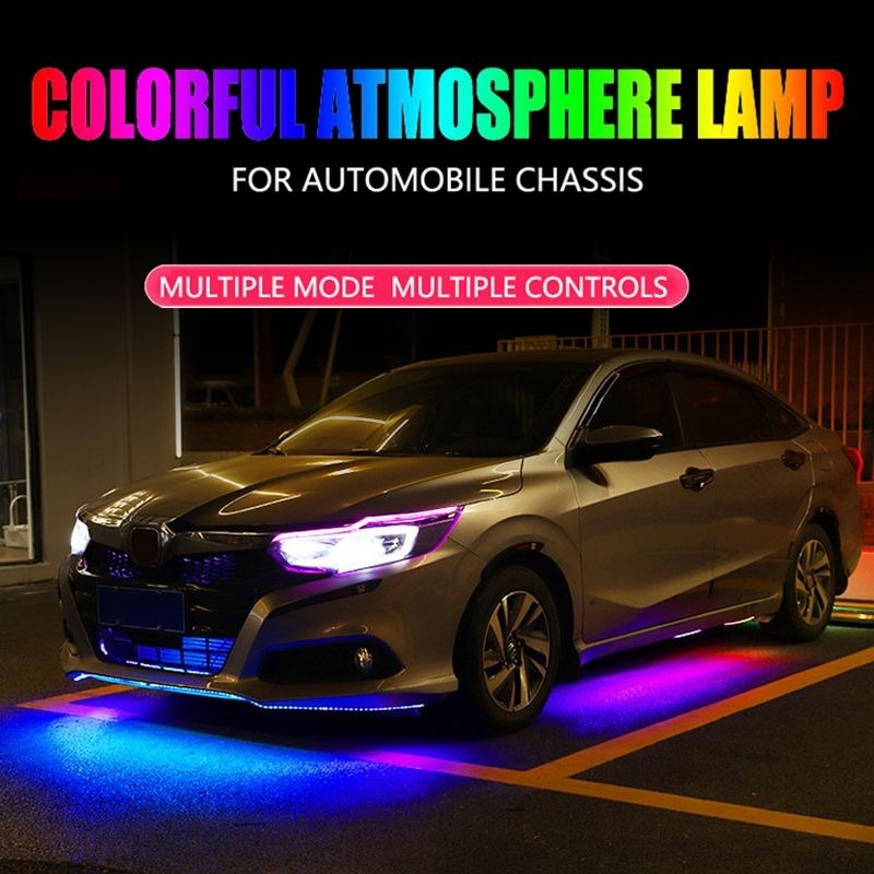 แถบไฟนีออน RGB LED ควบคุมผ่านแอพเพลง ไหลใต้ท่อรถยนต์ ระบบใต้ตัวถัง แสงนีออน