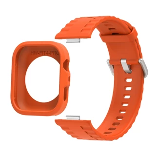 สายรัดซิลิโคน + เคสสําหรับนาฬิกา Huawei Fit 4 Pro Watchband สไตล์อย่างเป็นทางการสายรัดซิลิโคนเหลวพร้อมเคสซิลิโคน Combo สําหรับ Huawei Watch Fit3 Fit4 เปลี่ยน Band Protector