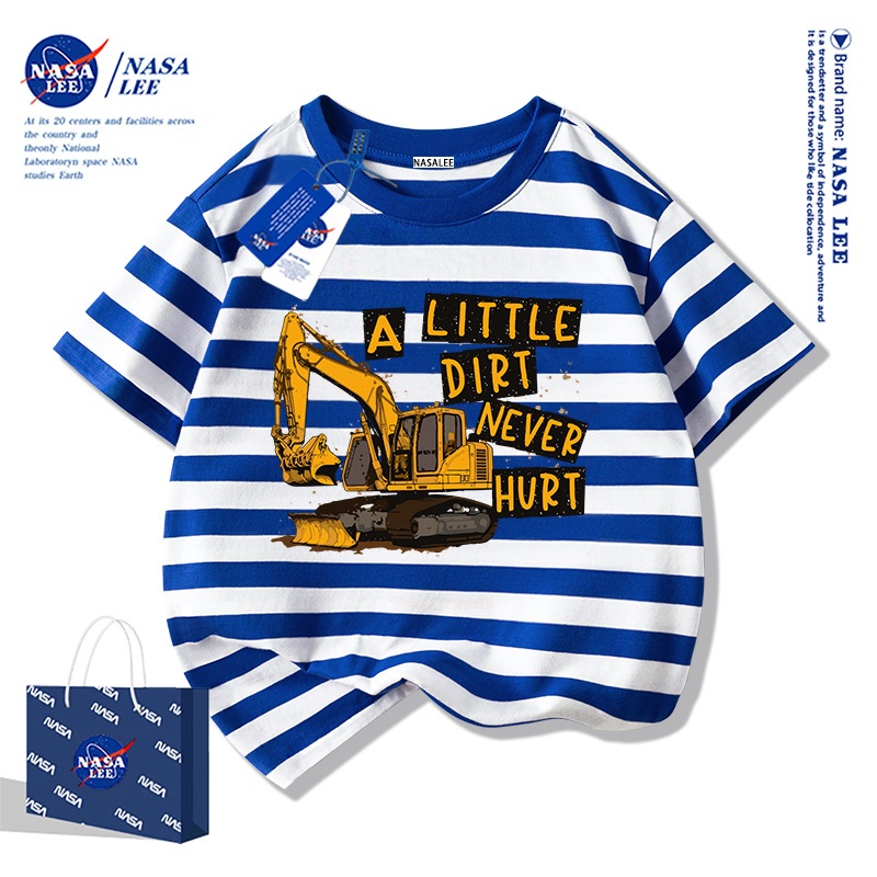 【จัดส่งวันนี้】เสื้อยืด NASA ผ้าฝ้าย ทรงหลวม ลายรถแม็กโคร ระบายอากาศดี สไตล์ไทย