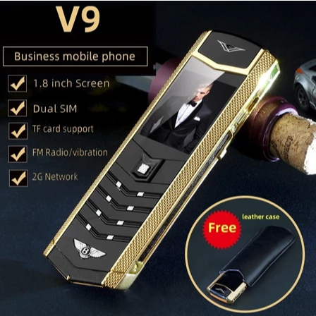 VERTU V9 2G GSM โลหะหรูหราบาร์โทรศัพท์ Dual Sim Bluetooth Dialer อาวุโสโทรศัพท์มือถือคีย์บอร์ดที่มอง