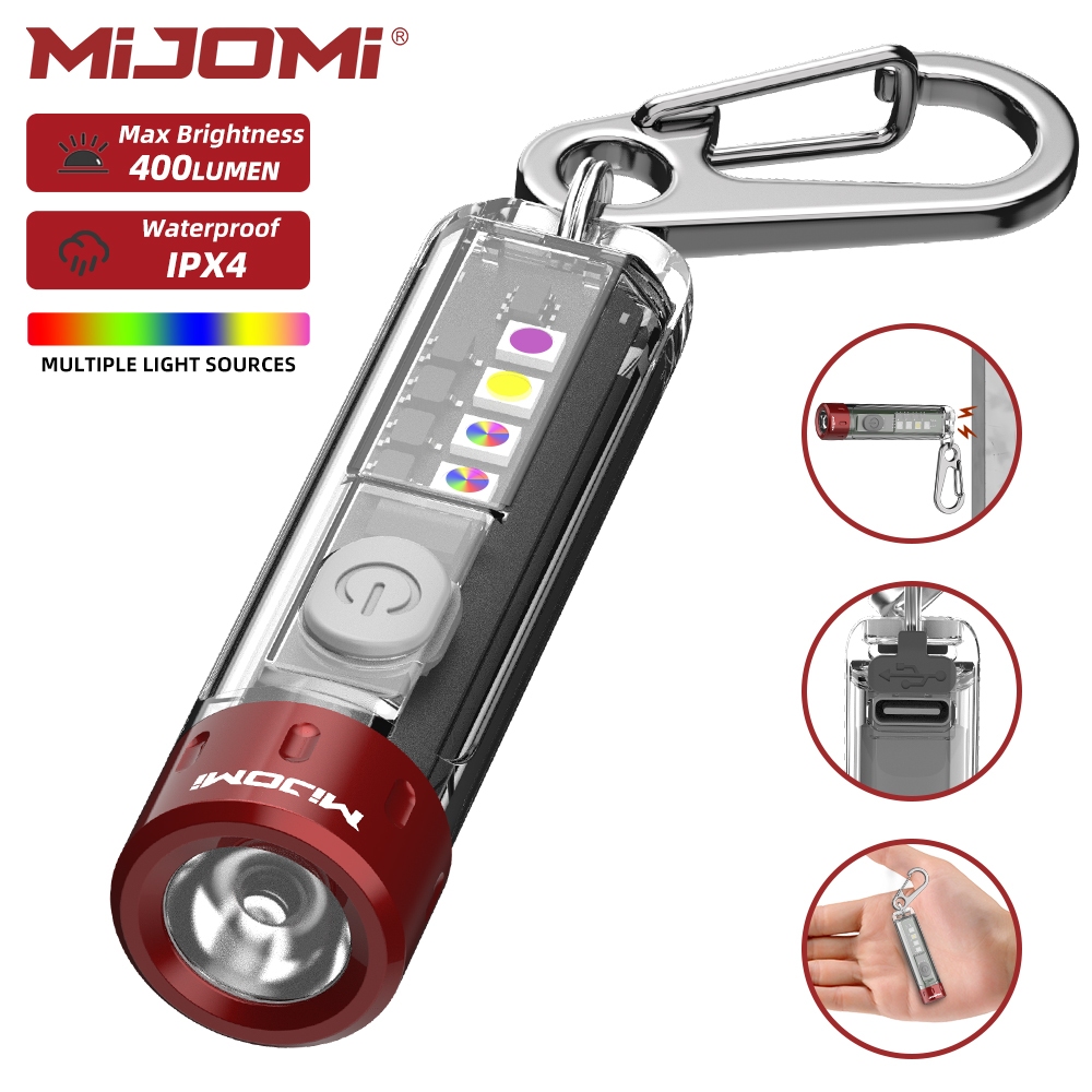 พวงกุญแจไฟฉาย MIJOMI K3, 400 Lumen ขนาดกระทัดรัด เหมาะสำหรับการใช้งานหลากหลาย เช่น การอ่านหนังสือกลางคืนและการแคมปิ้ง Christmas gift