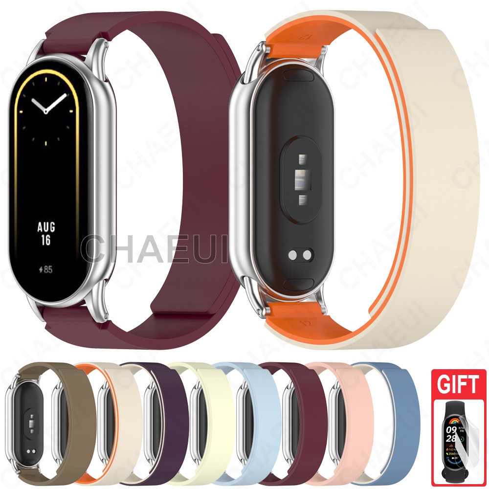 สายรัดซิลิโคนอุปกรณ์เสริมสร้อยข้อมือแบบห่วงแม่เหล็กสําหรับ Xiaomi Smart Band 10 9 8 / Band 10 Ceramic Edition