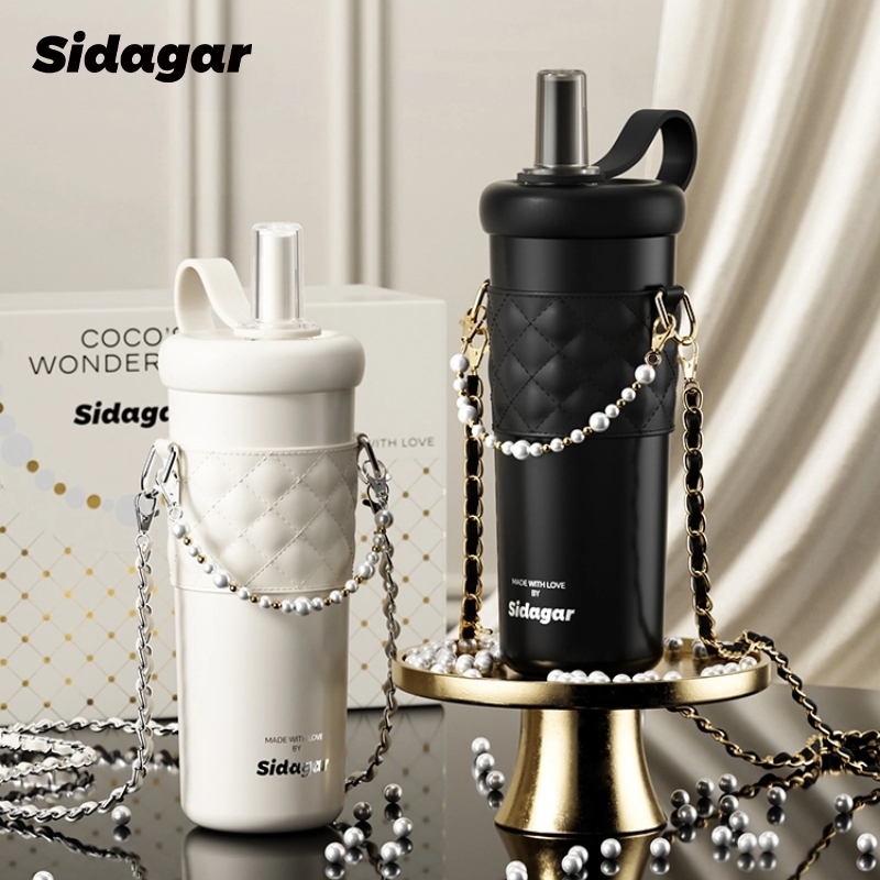Sidagar Ti 98% ไทเทเนียมบริสุทธิ์ แก้ว แก้วเก็บความเย็น มีหลอดดูด แก้ว มีถุงของขวัญ ของขวัญวันเกิด แก้วน้ำ
