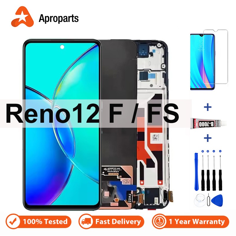 สําหรับ OPPO Reno12 Reno 12 F FS 12F 4G 5G จอแสดงผล LCD CPH2637 CPH2687 การประกอบจอสัมผัส Digitizer กรอบ