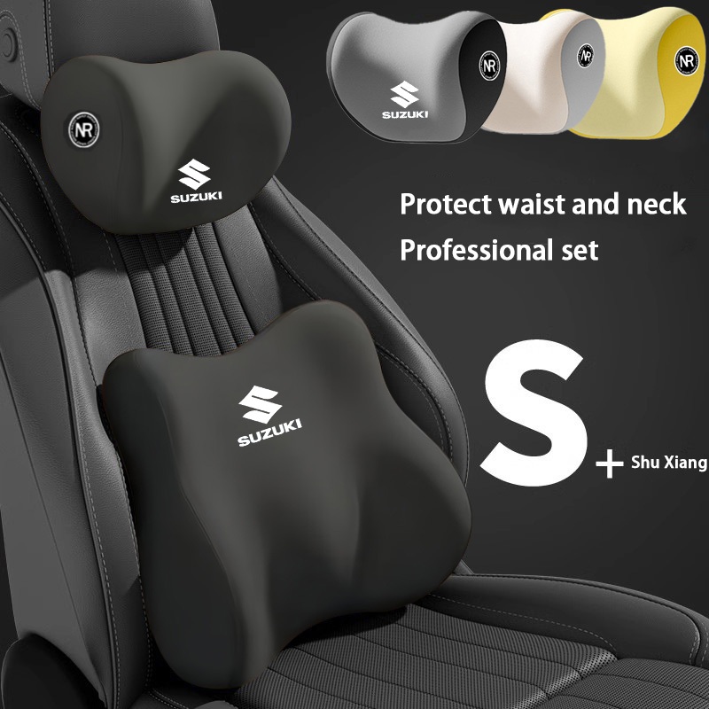 Suzuki รถเอวหมอนพนักพิงศีรษะชุดที่นั่งพนักพิงเอวสนับสนุนคอหมอนเอวหมอน Swift XL7 vitara Jimny SX4 S-Cross Presso Ciaz ERTIGA Celerio