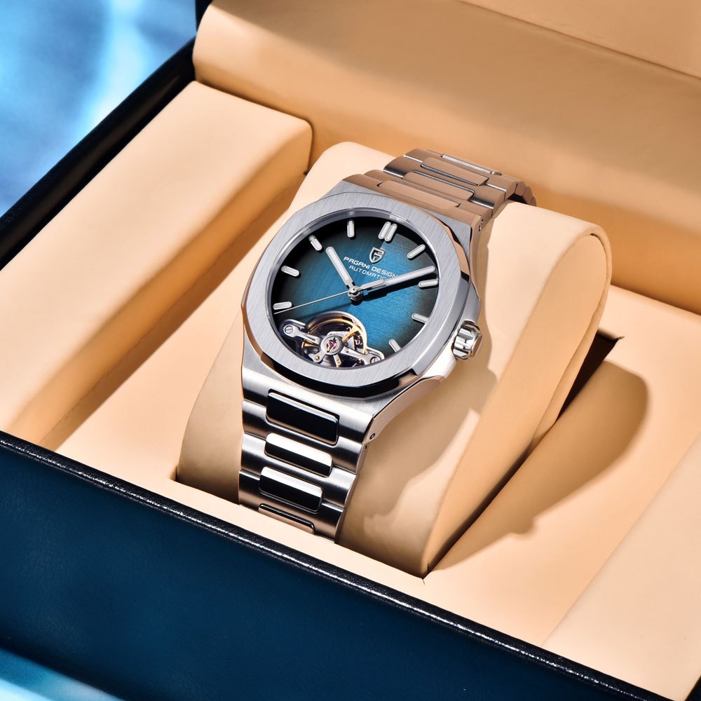 PAGANI DESIGN 2025 ใหม่นาฬิกากลไกอัตโนมัติผู้ชาย Sapphire Glass Hollow สไตล์ Tourbillon สแตนเลสนาฬิกากันน้ําสําหรับผู้ชาย PD-YS025