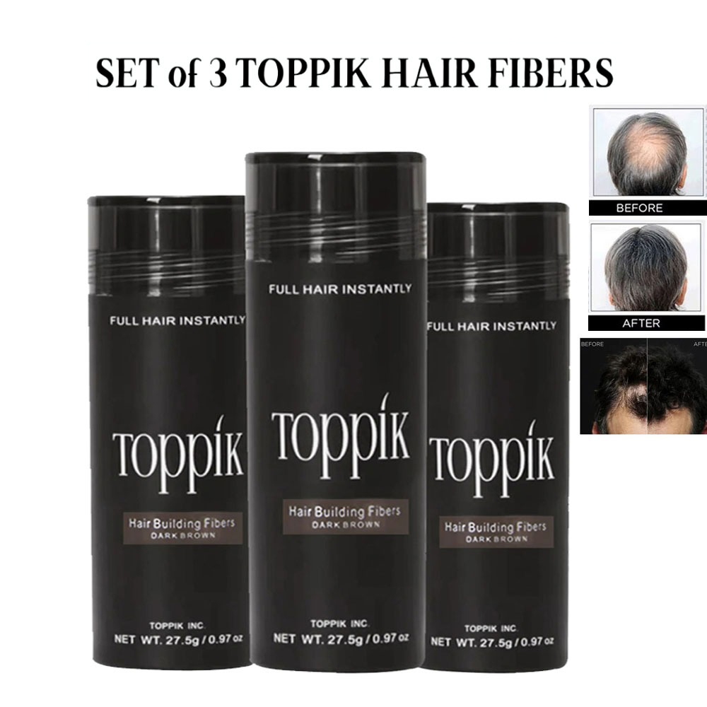 [เรือท้องถิ่น] 3PCS Toppik Hair Fibers สําหรับสเปรย์หนาผม Building Fibers Loss คอนซีลเลอร์ Thinning 