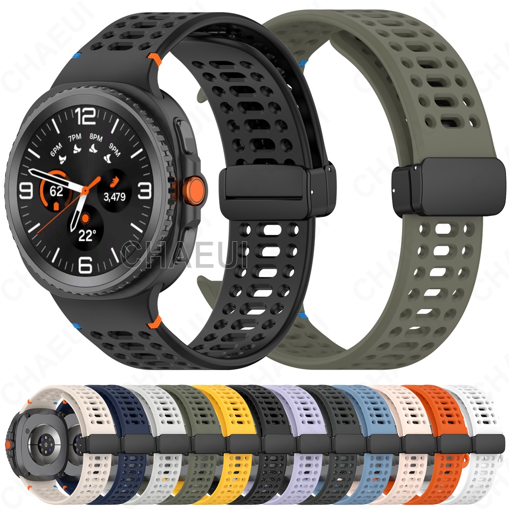 สร้อยข้อมือสายรัดซิลิโคนอุปกรณ์เสริมหัวเข็มขัดแม่เหล็กสําหรับ Galaxy Watch 8 40mm 44mm Classic 46mm