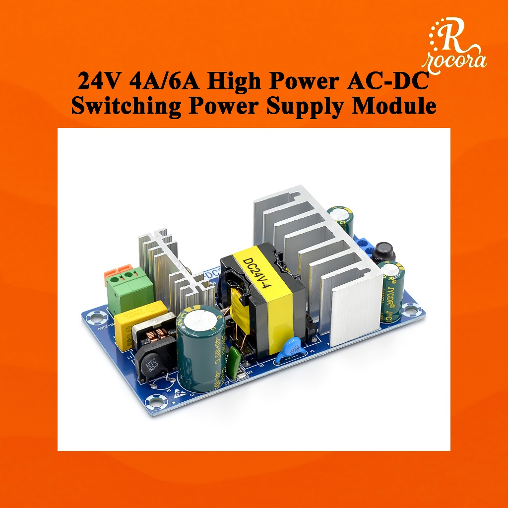 โมดูลจ่ายไฟ 24V 4A/6A แปลงไฟ AC เป็น DC แบบเปลือย กำลังสูง สำหรับงานอุตสาหกรรม DIY