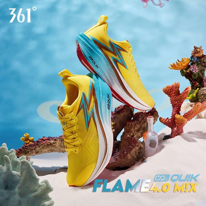 361 Degrees丨Flame 4.0 Mix รองเท้าวิ่ง mannen profesional คาร์บอนเพลท Flame 4.0 Mix ระบายอากาศได้ดี ล
