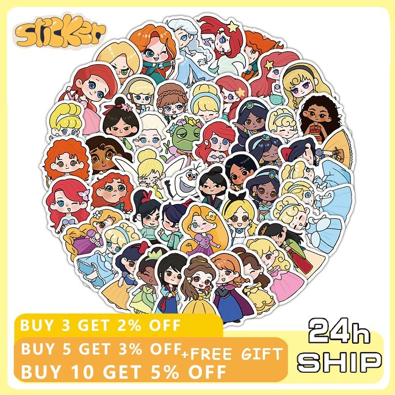 103 ชิ้น Disney Princess สติกเกอร์สาวน้อยเจ้าหญิง Dream Decals กระเป๋าเดินทางถ้วย DIY สติกเกอร์ของเล่นเด็ก