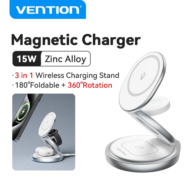 Vention 3 in 1 MagSafe wireless charger 15W magnetic Fast Charging Stand Dock for iPhone iWatch Airp