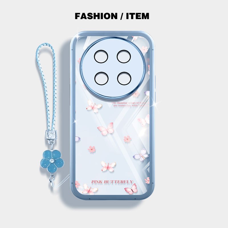 VRQRเคสโทรศัพท์สําหรับHuawei Honor X9D X9C X9B X9A Magic 5 6 7 Lite 5Gปลอกผีเสื้อดอกไม้แขวนเชือกใสกันกระแทก