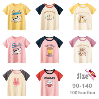 เสื้อยืดแขนสั้น ผ้าฝ้าย พิมพ์ลายการ์ตูน แฟชั่นฤดูร้อน สําหรั…