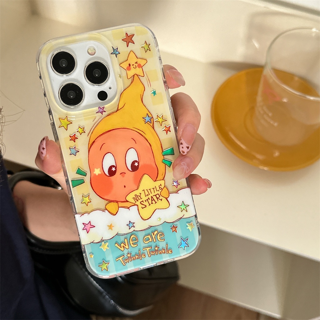 สําหรับIphone Case 17 Pro Max 16 Pro Max 15 Pro Max 14 Pro Max Gilded - เคสโทรศัพท์คนดาวสีเหลือง