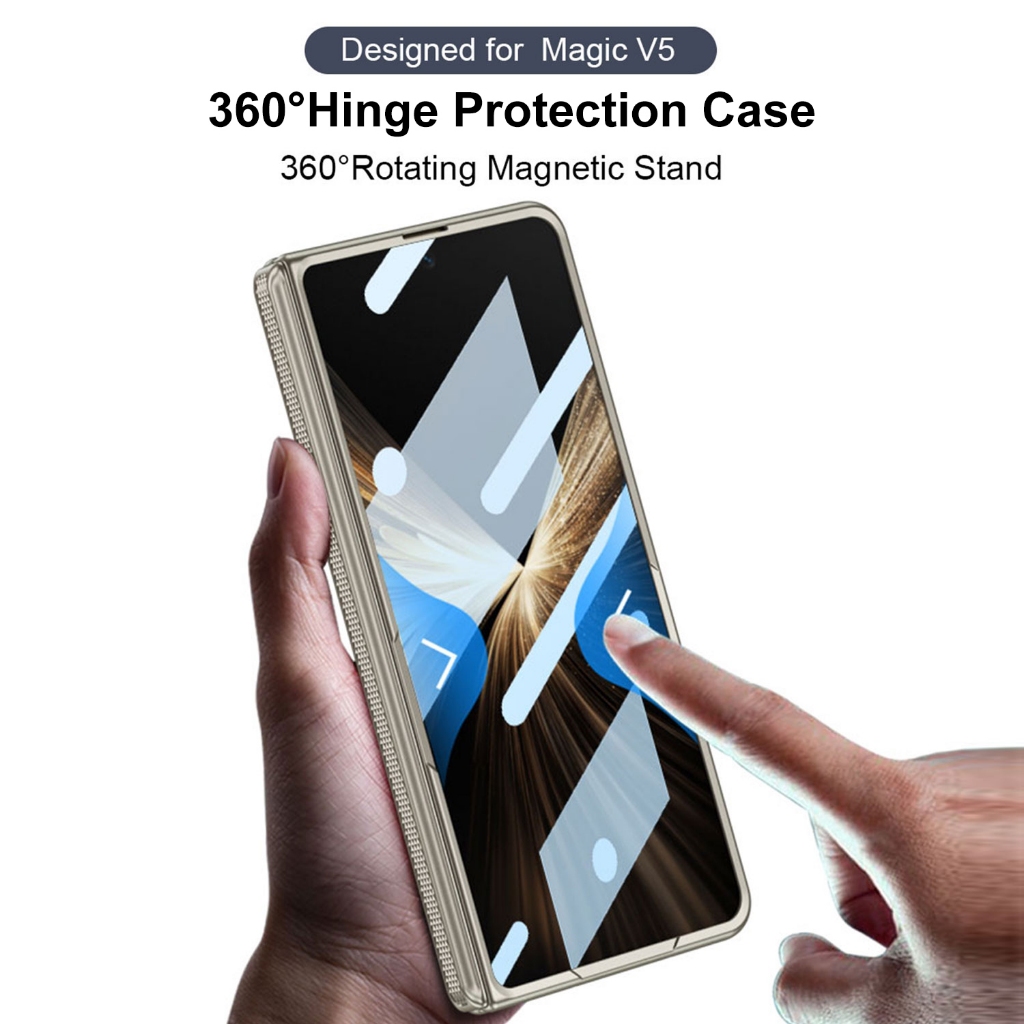 Magic V5 Casing Case สําหรับ Honor Magic V5 MagicV5 หมุนแหวนแม่เหล็กขาตั้งบานพับฟิล์มป้องกันกรอบ 2 in 1 โทรศัพท์มือถือกรณีฝาครอบ - รูปที่ 2