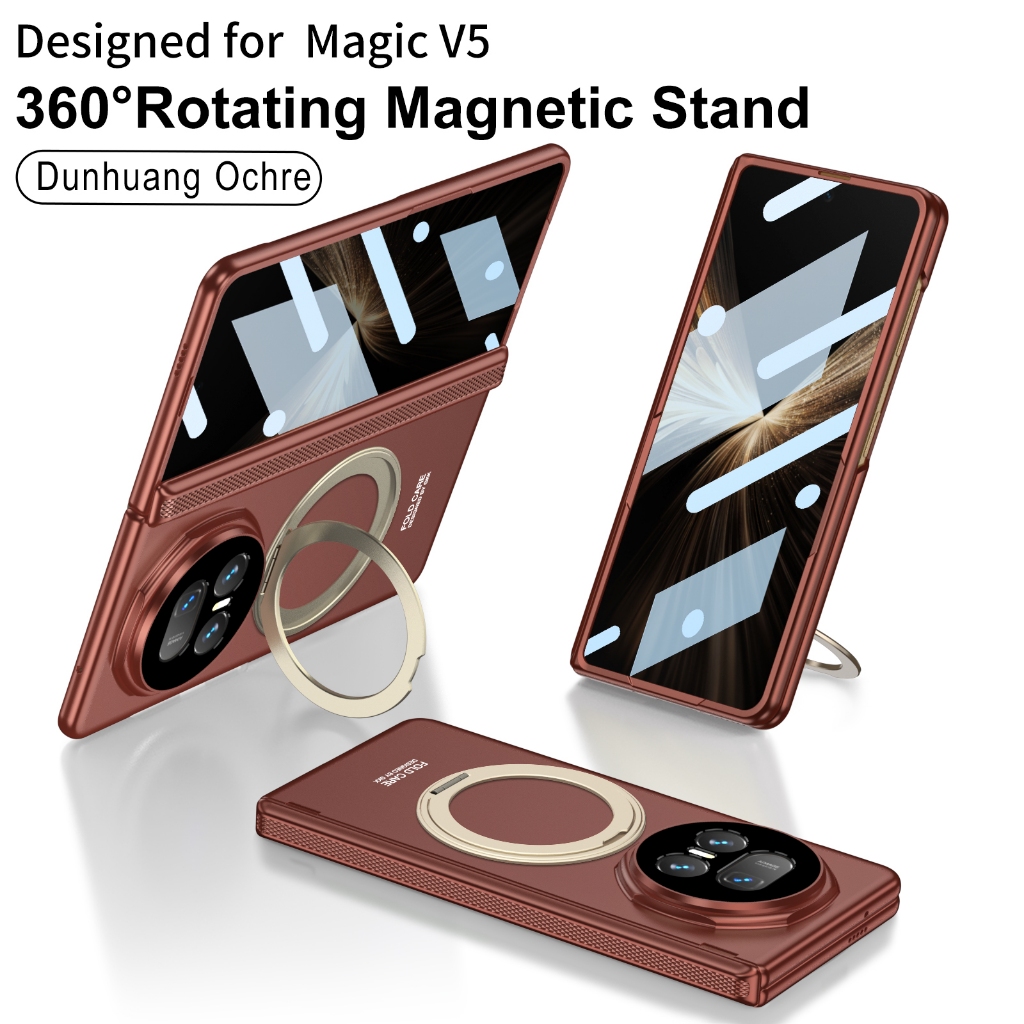 Magic V5 Casing Case สําหรับ Honor Magic V5 MagicV5 หมุนแหวนแม่เหล็กขาตั้งบานพับฟิล์มป้องกันกรอบ 2 in 1 โทรศัพท์มือถือกรณีฝาครอบ - รูปที่ 6