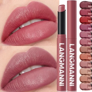 12 สี Matte ลิปสติก Non-Stick Cup Long-Lasting Velvet Finish ลิปสติกปากกา Smooth Matte Lip Color กันน้ํา Non-Fading