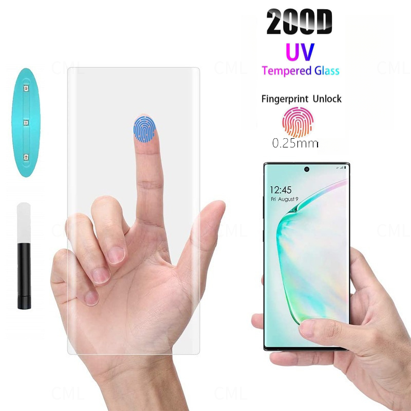 2in1 โค้งเต็มรูปแบบป้องกันหน้าจอสําหรับ Samsung Galaxy S23 S24 S21 S22 S20 Ultra Note20 10 9 8 4G 5G UV กาวเต็ม HD แก้วฟิล์มโทรศัพท์กาวเต็มรูปแบบ 3D HD ฟิล์มกระจกนิรภัยป้องกันหน้าจอ