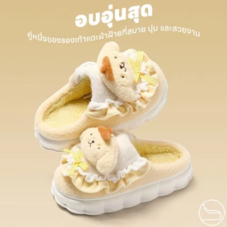 คุโรมิ รองเท้าแตะ ขนนุ่ม Fluffy พื้นหนา กันลื่น สบาย เบา ใชในบ้าน รองเท้าบ้าน ผ้าฝายฤดูหนาว น่ารัก ส่งฟรี