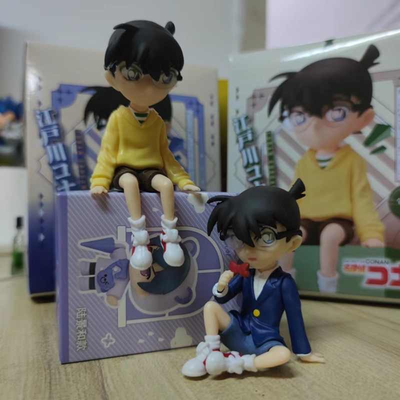 1 ชิ้น 7-10 เซนติเมตรการ์ตูนนักสืบ Conan อะนิเมะรูปท่านั่ง Edogawa Konan Kudou Shinichi รุ่น Q PVC ตัวเลขการกระทําตุ๊กตาของเล่น