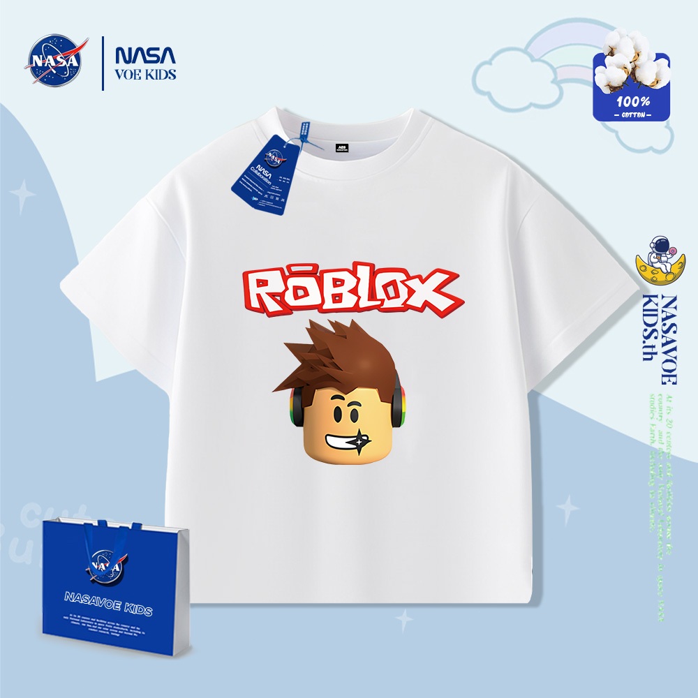 จัดส่งภายใน 24 ชั่วโมง เสื้อยืดแขนสั้นสำหรับเด็ก ออกแบบโรบ็อกซ์ พิมพ์ลายการ์ตูนจากผ้าฝ้ายบริสุทธิ์