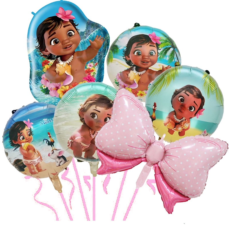 ชุดลูกโป่งอลูมิเนียมฟอยล์ Moana – Charming Bow & Moana-Themed Mix, Summer Vibes! เหมาะสําหรับฉากหลัง