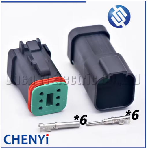 6 Pin สีดํา DT series Connector ปลั๊กกันน้ําซ็อกเก็ต DT06-6S DT04-6P DT06-6S-E005 DT04-6P-E005 สําหร