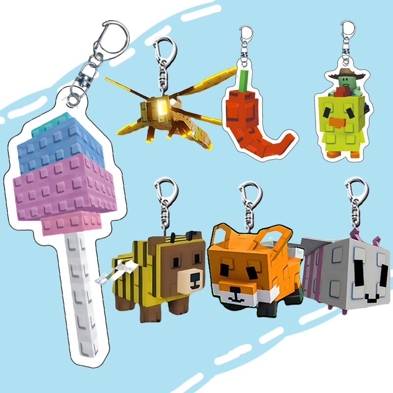 Roblox เกมของเล่น Grow A Garden Raccoon Dragonfly Bear Bee พวงกุญแจจี้ของสะสม