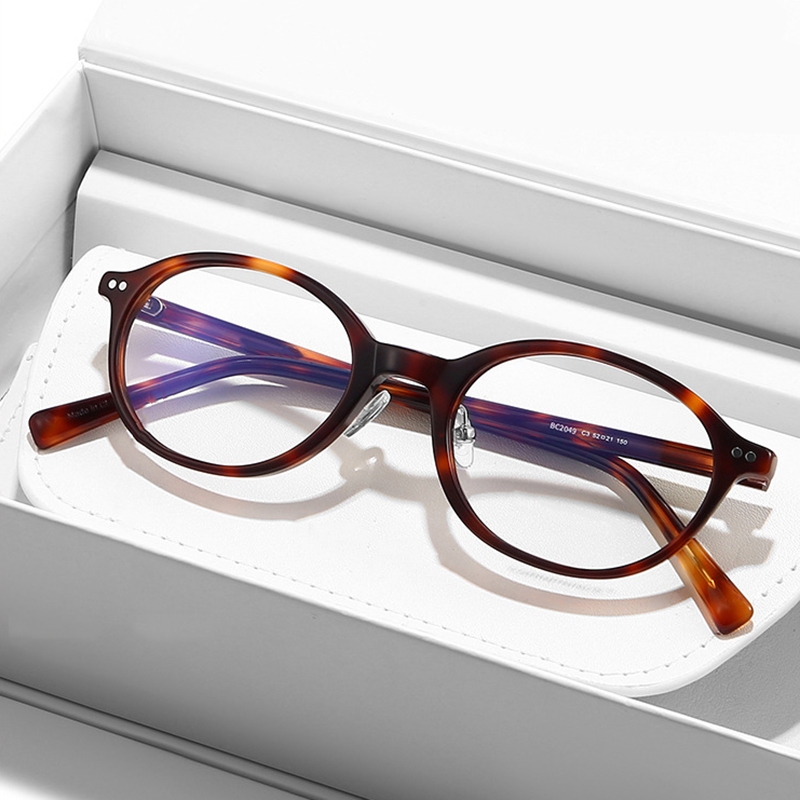 แว่นตาคลาสสิก Retro Unisex กรอบ Ultralight TR90 สไตล์ Ellipse ลดแสงฟ้า